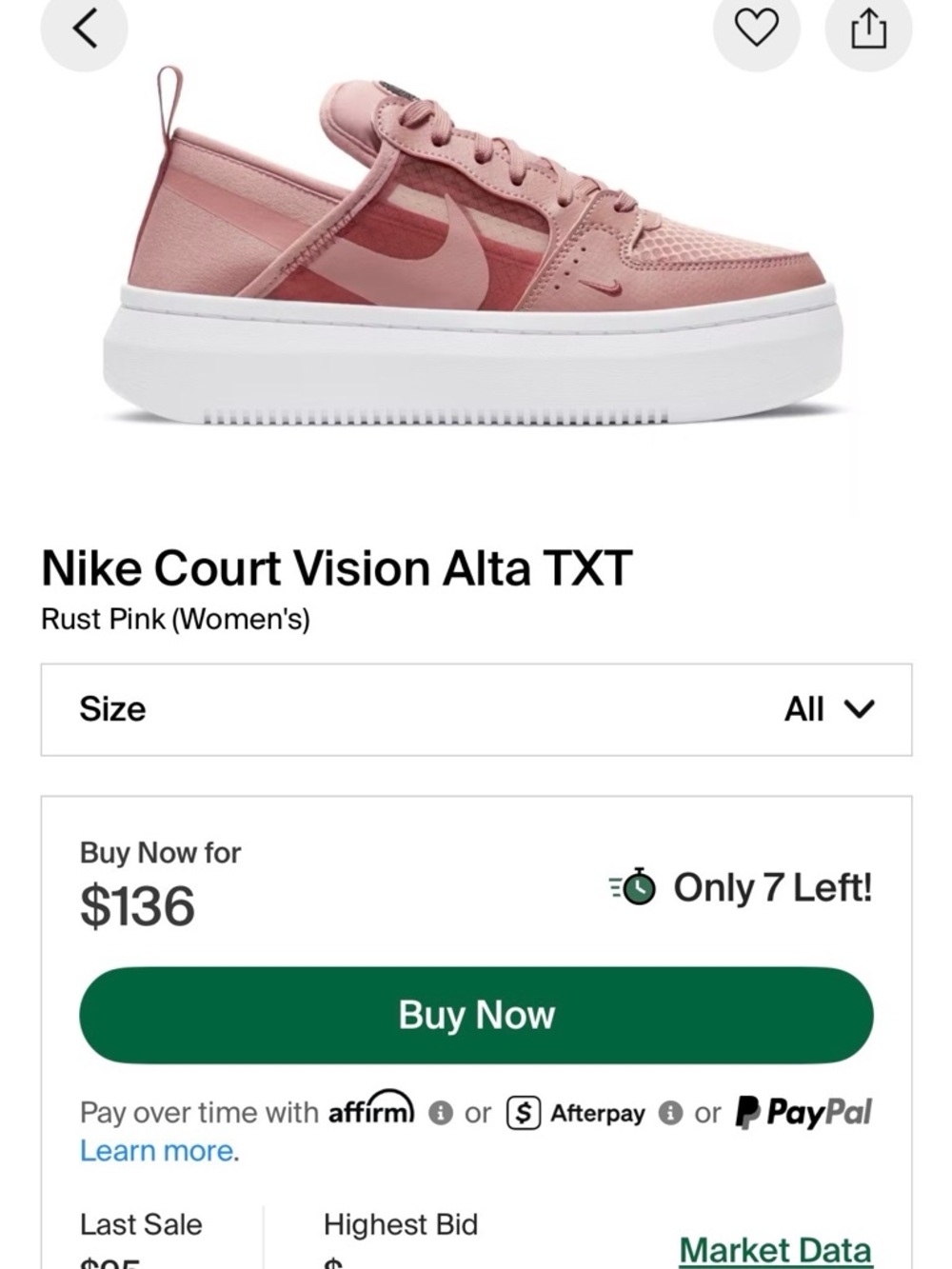 Nike Court Vision Alta TXT "Rust Pink"-Women’s Size 6-NEW - Picture 8 of 8